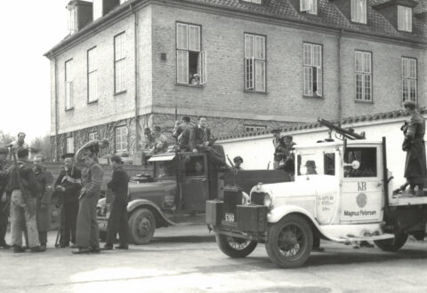 Frihedskæmpere ved Holbæk Amts Sygehus maj 1945. Foto: Museum Vestsjælland.